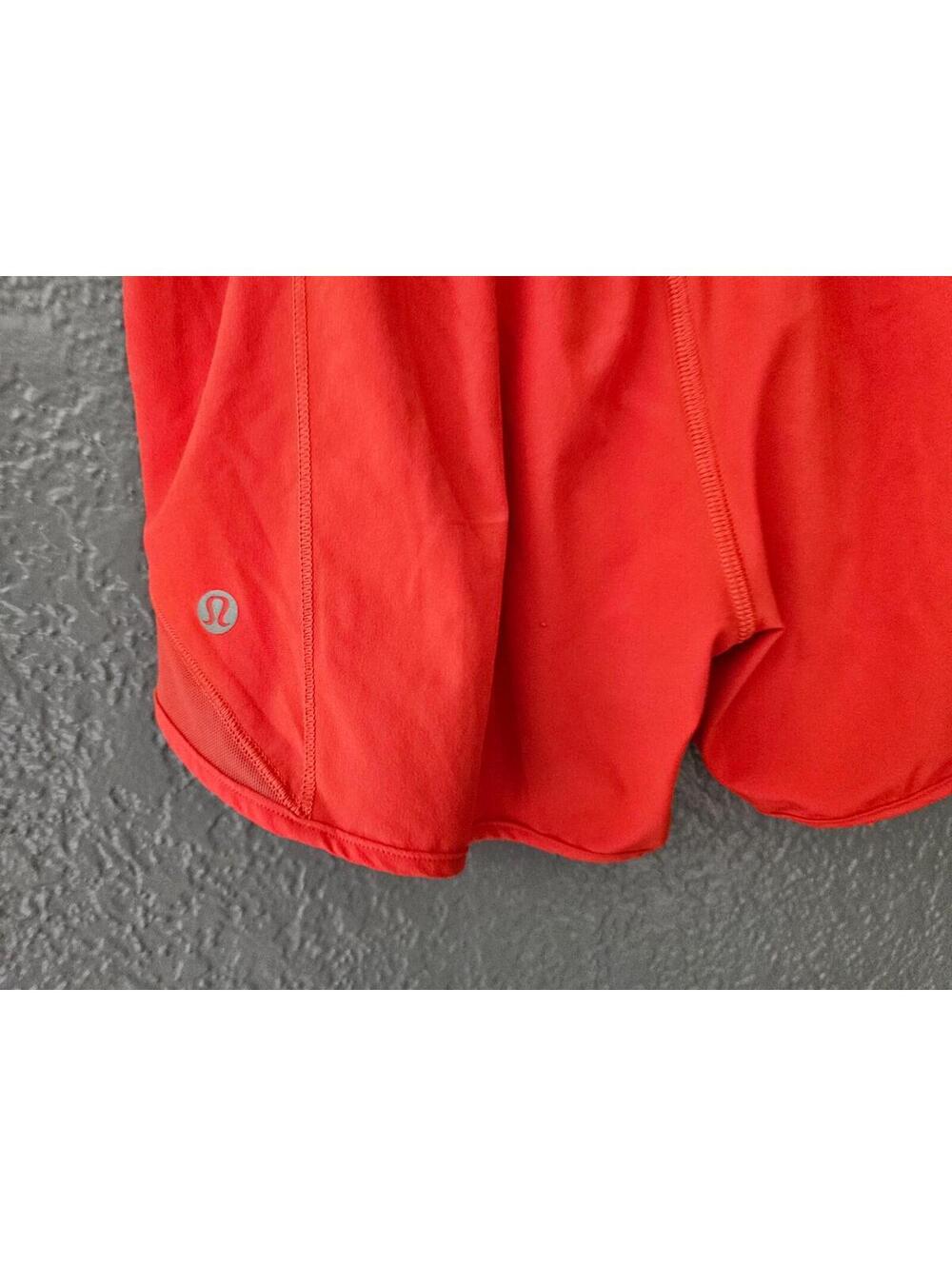 Women's Lululemon Shorts Lined Orange Size 2 Tall Elastic Waist Side Zip Pocket - Picture 15 of 16